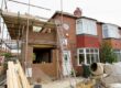 House extension under construction in Birmingham with structural steel installation